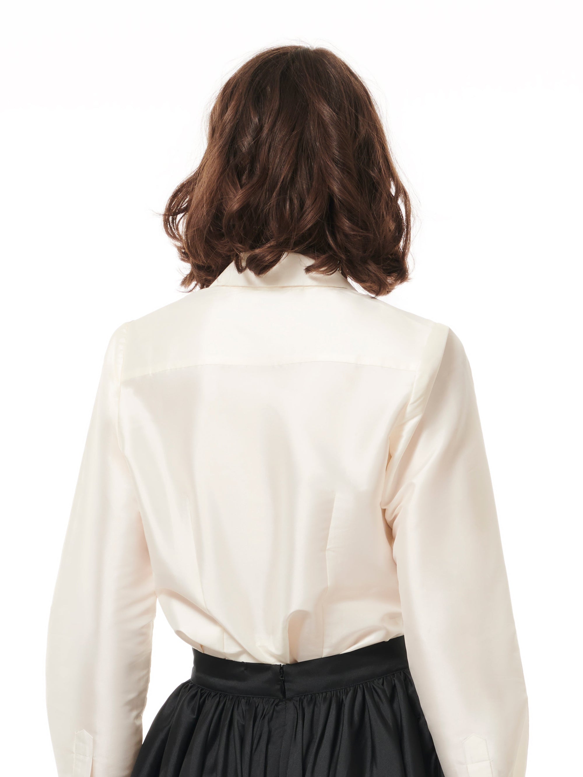 IVORY JEWELED LARGE BOW TAFFETA TOP