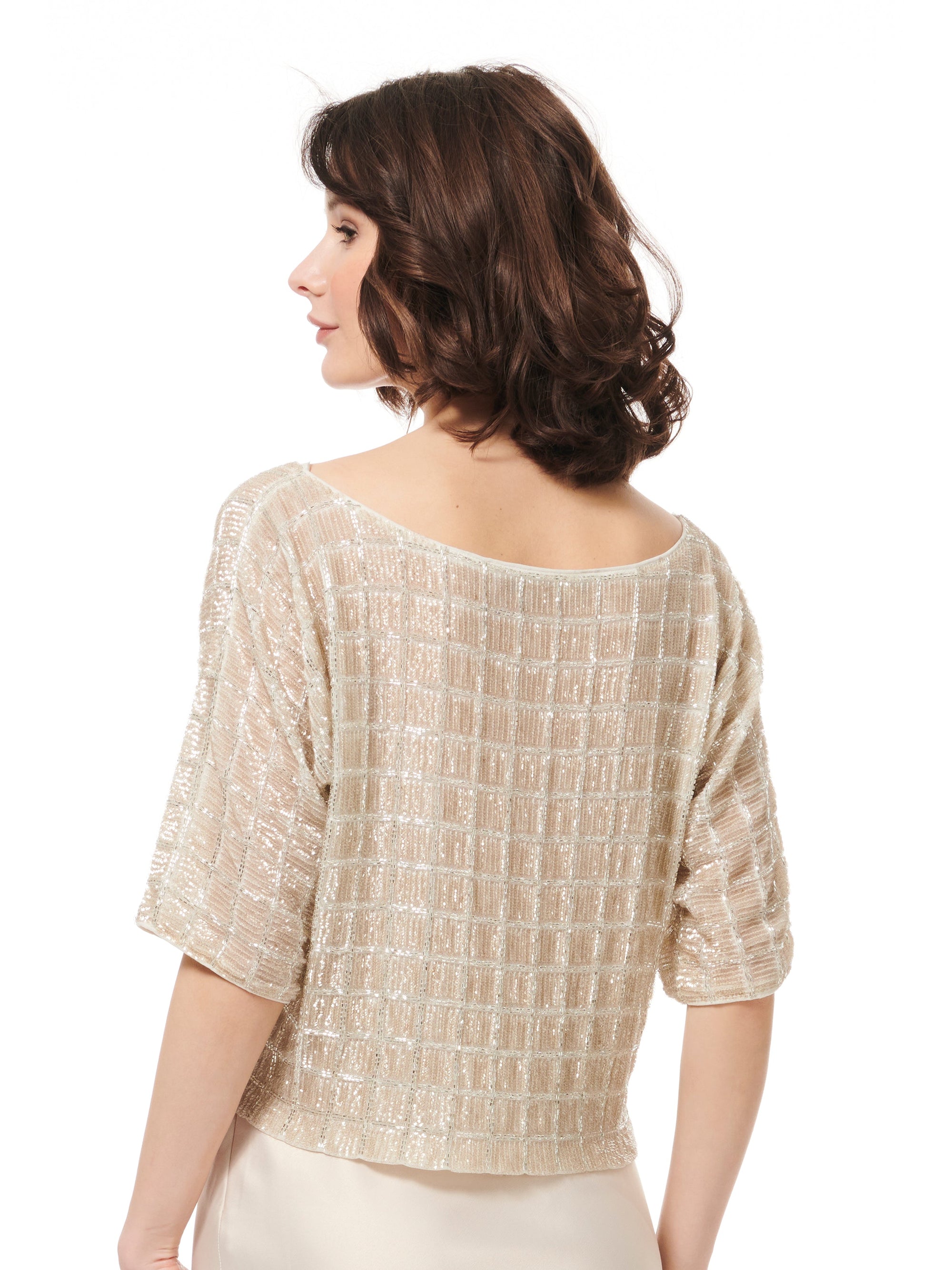 WINDOWPANE DOLMAN BEADED TOP