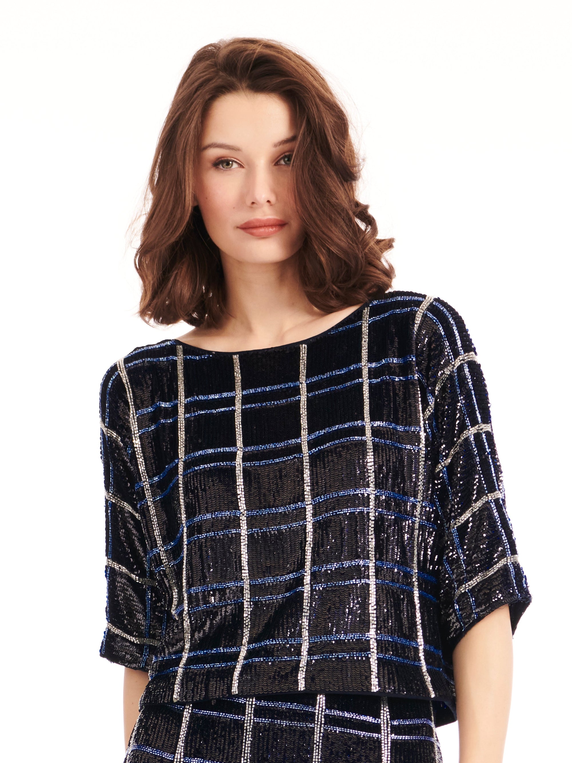 NAVY PLAID DOLMAN