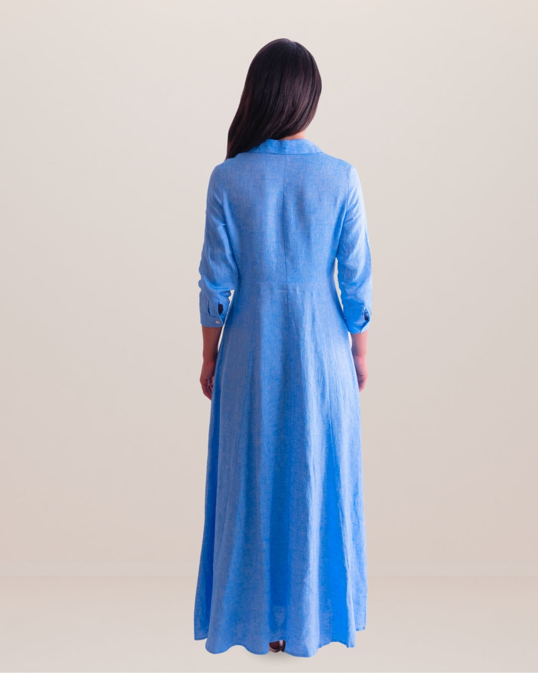 Shirt Dress Long Linen Solid