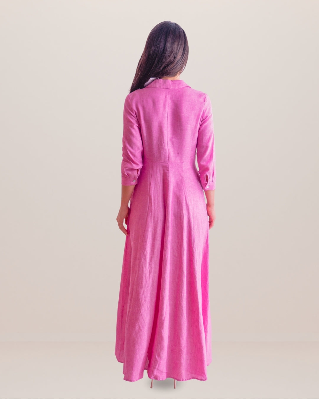 Shirt Dress Long Linen Solid