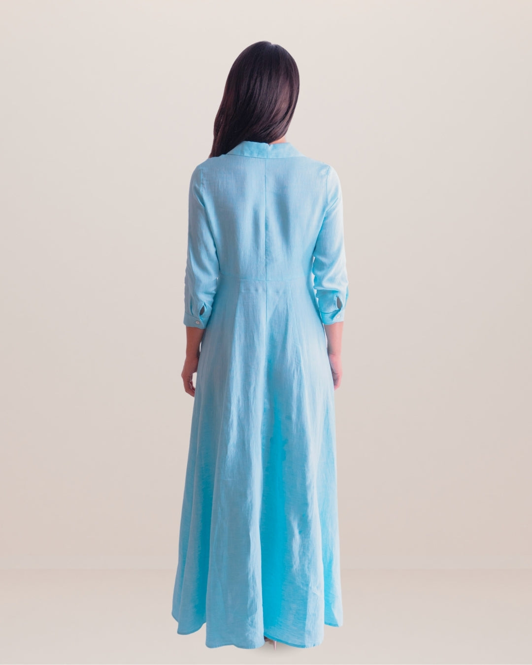 Shirt Dress Long Linen Solid