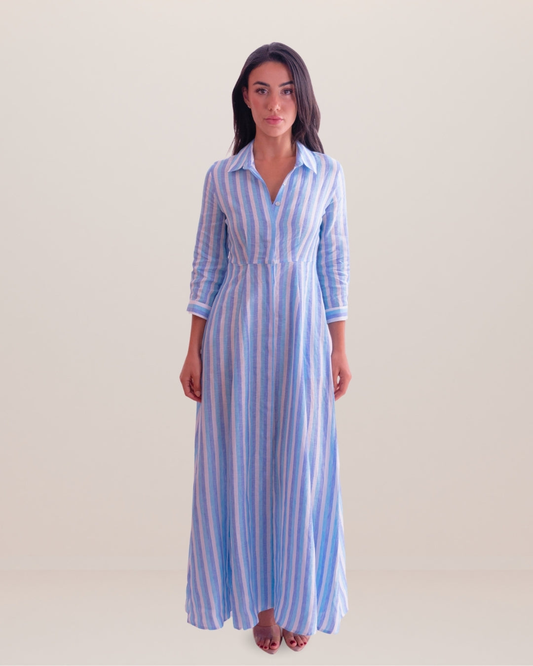 Shirt Dress Long Linen Solid