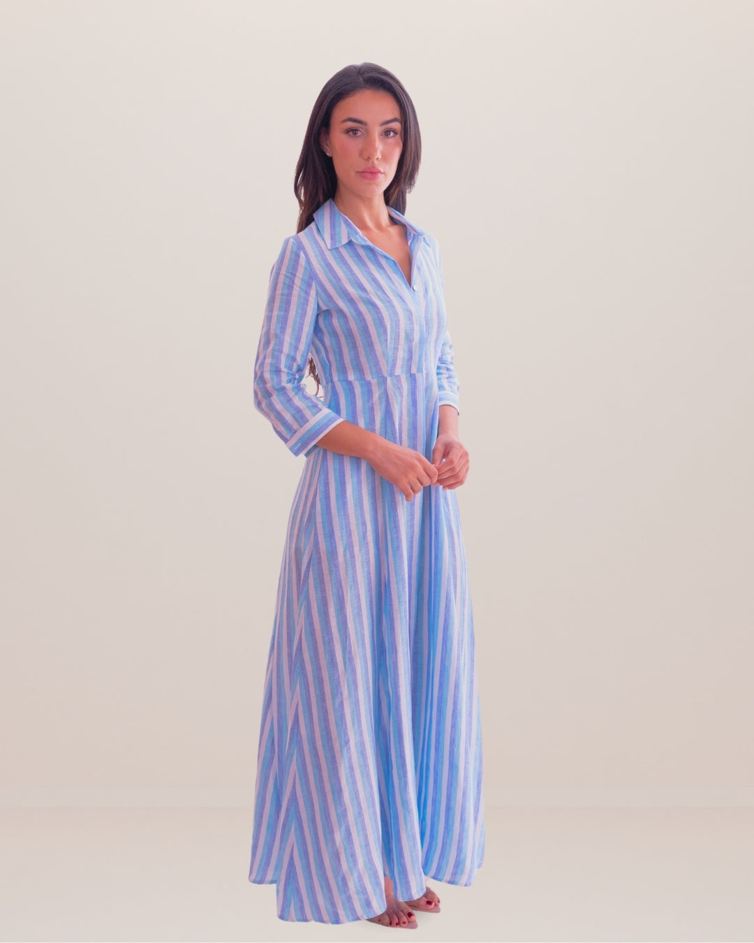 Shirt Dress Long Linen Solid