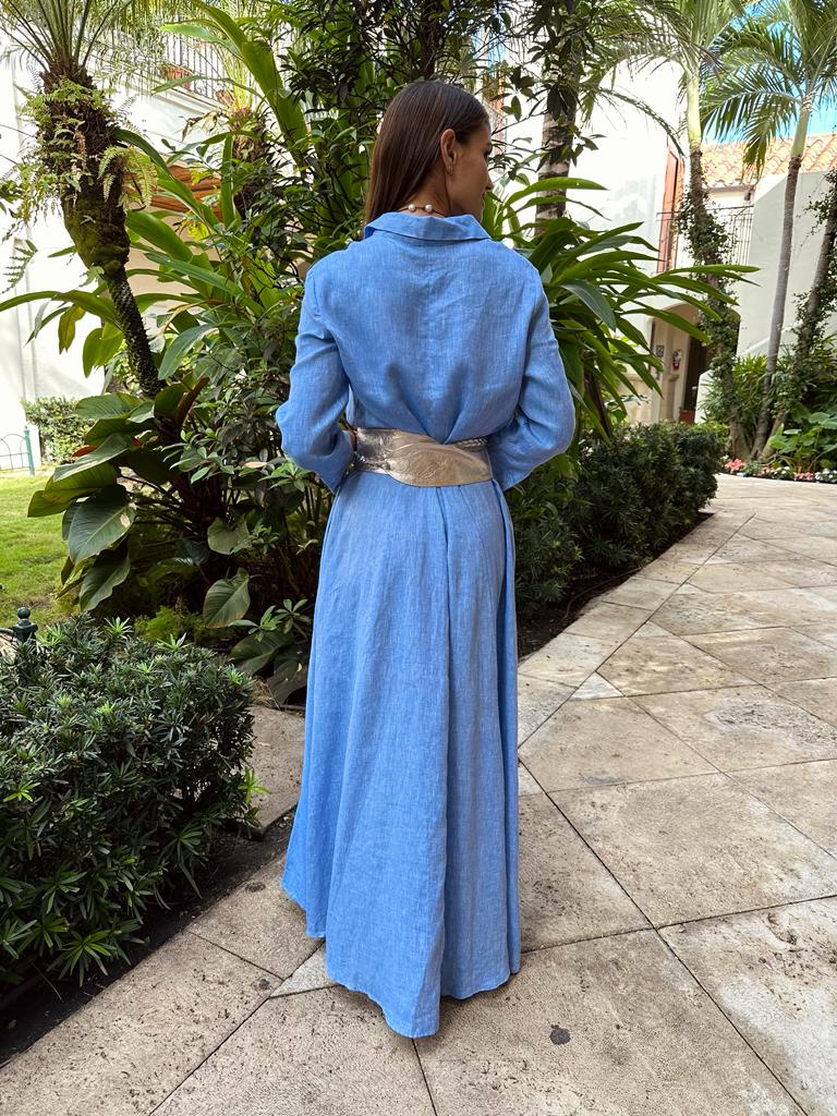 Shirt Dress Long Linen Solid