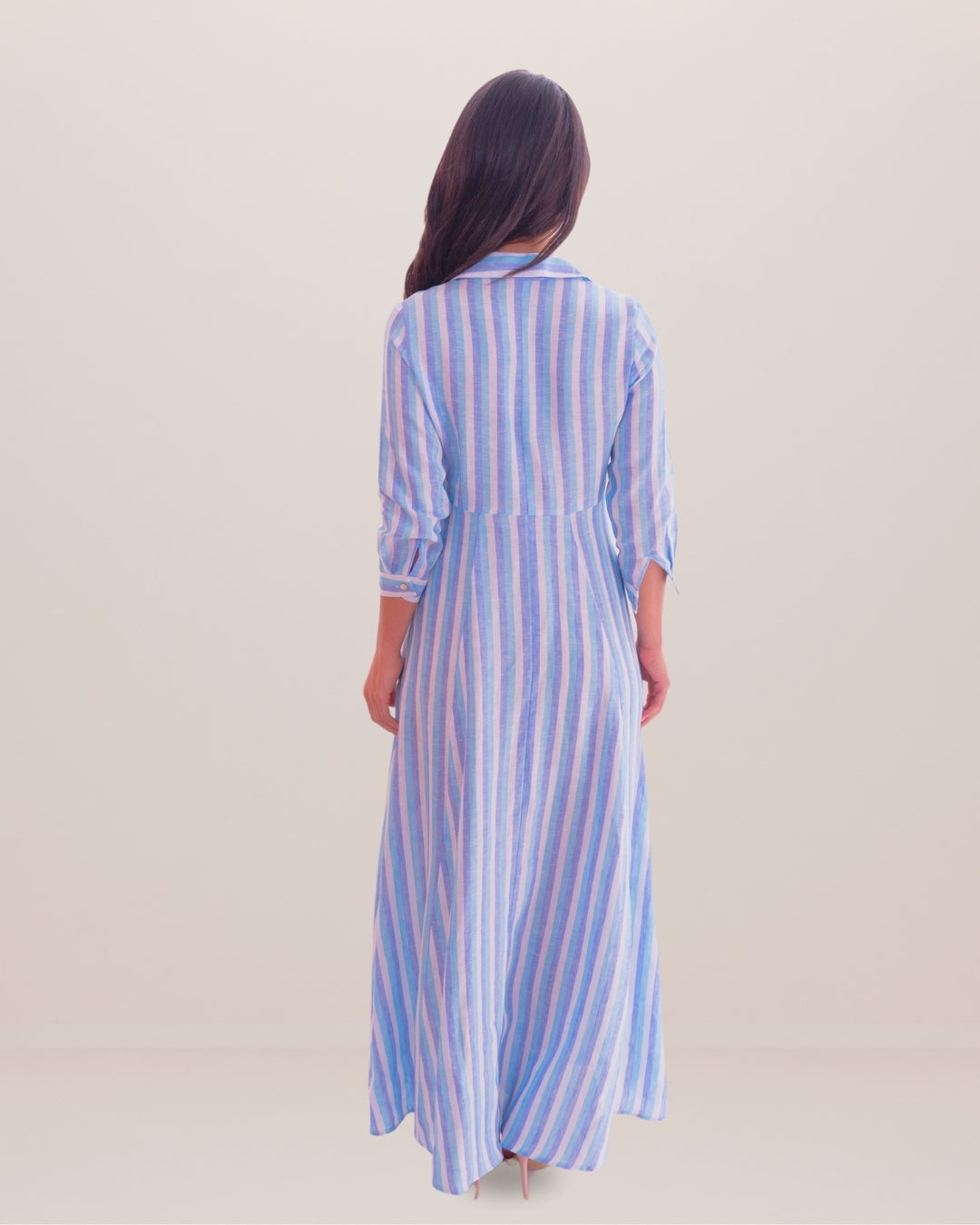 Shirt Dress Long Linen Solid