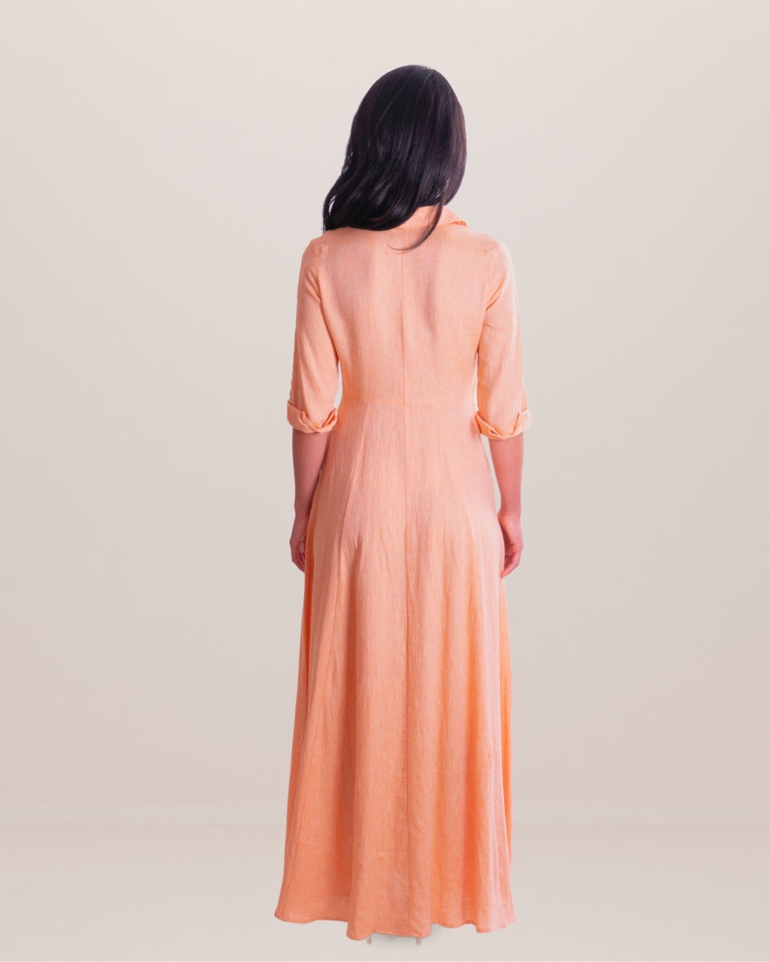 Shirt Dress Long Linen Solid