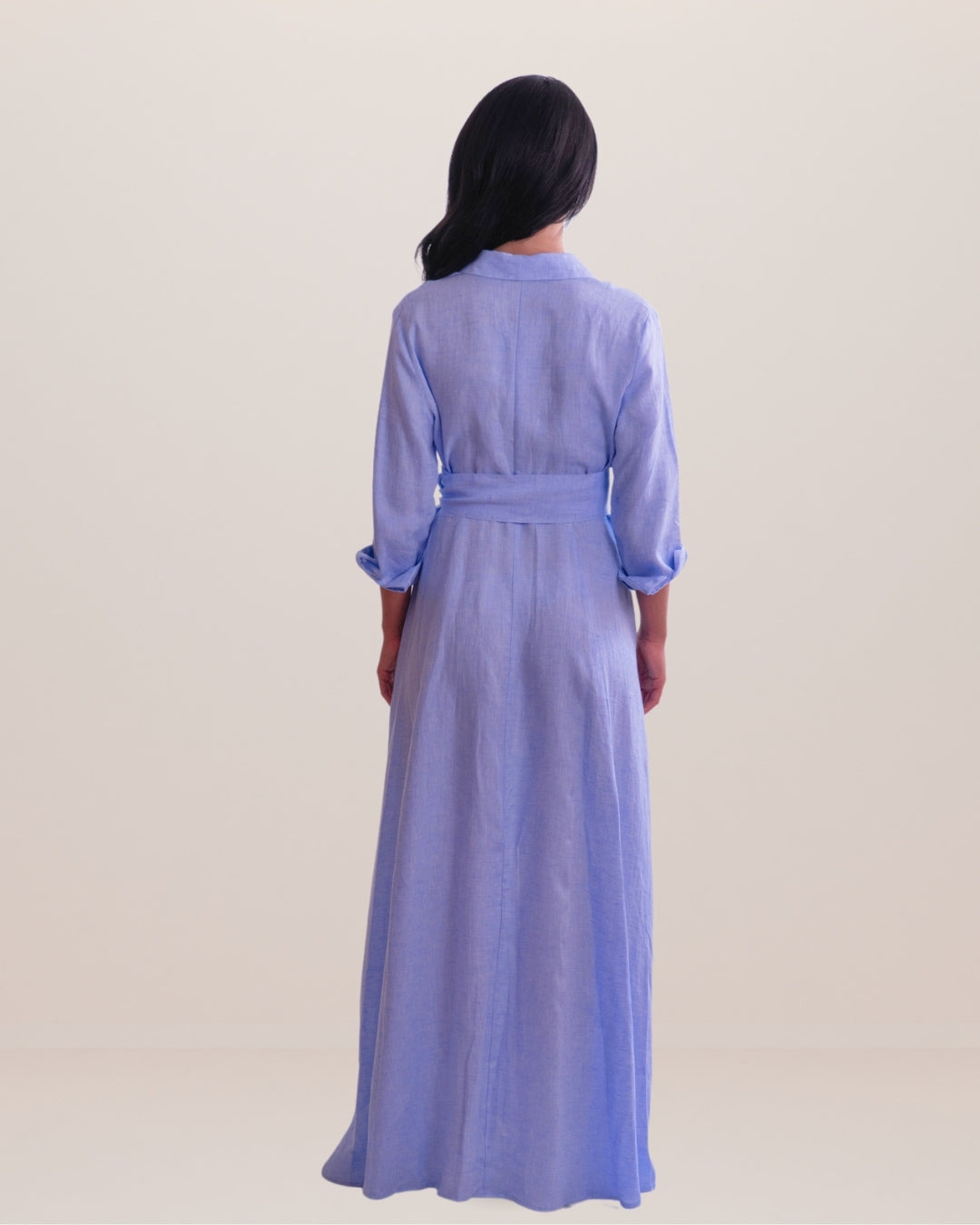 Shirt Dress Long Linen Solid
