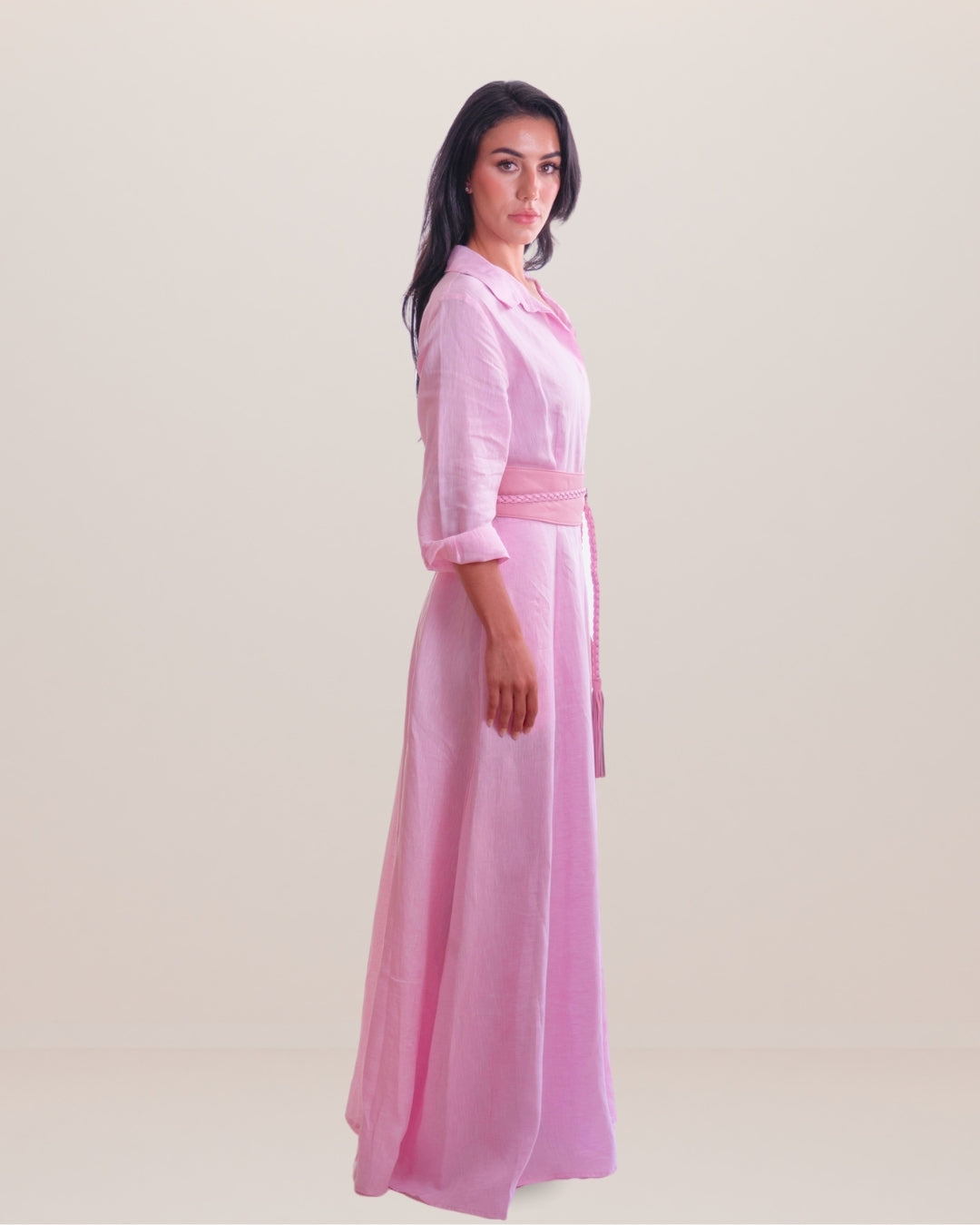 Shirt Dress Long Linen Solid