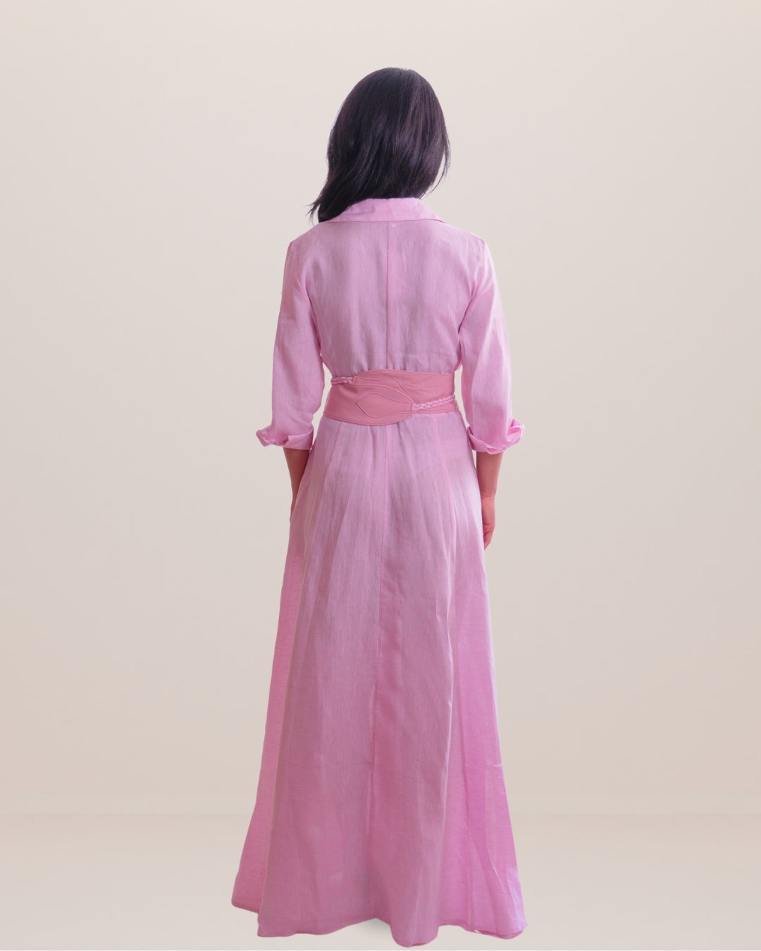 Shirt Dress Long Linen Solid
