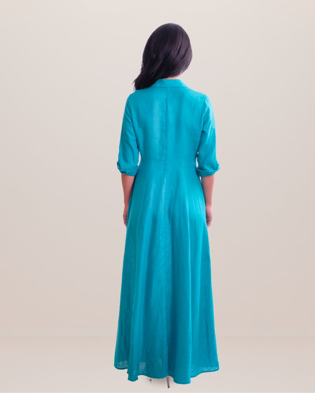 Shirt Dress Long Linen Solid