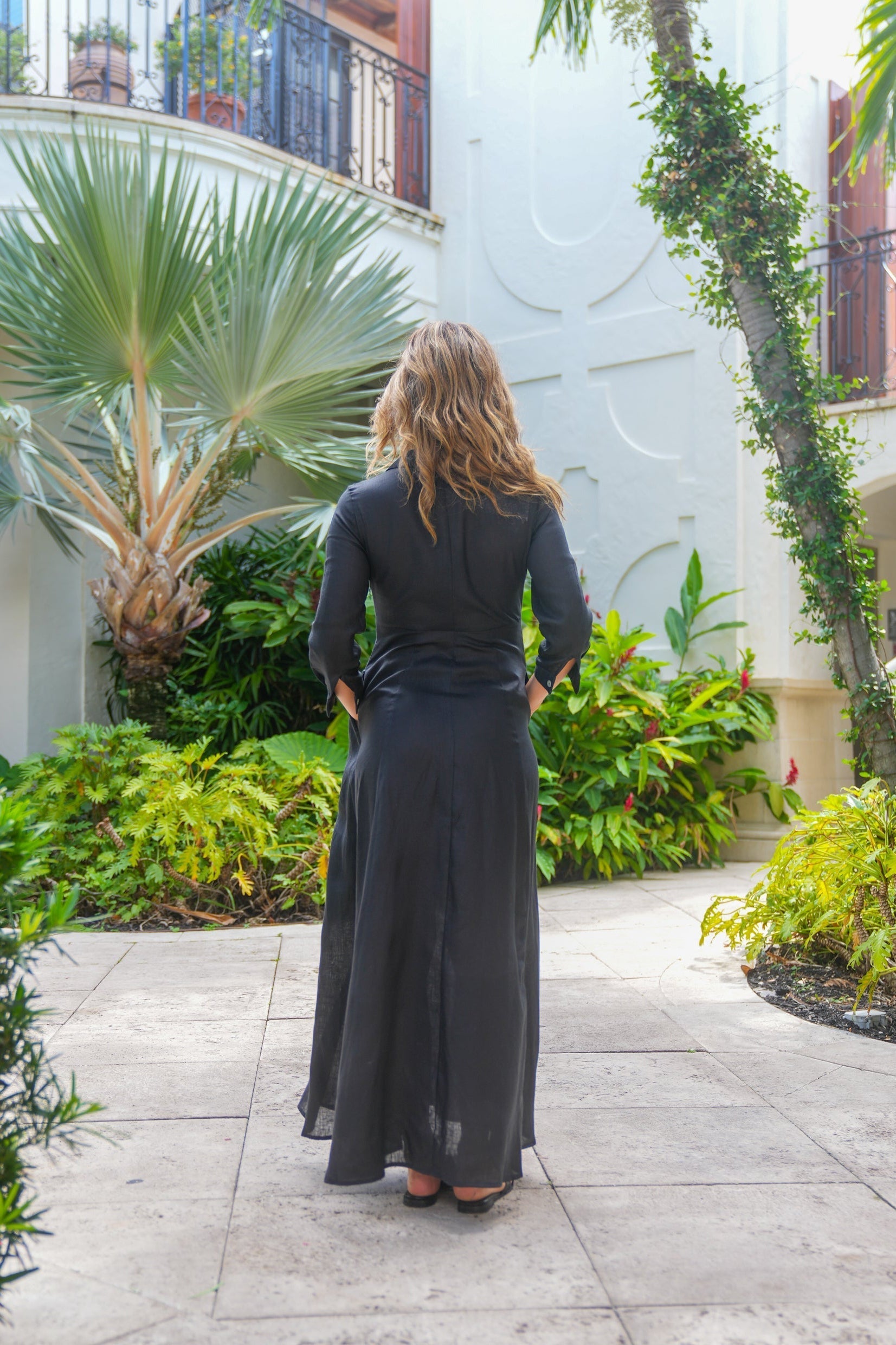 Shirt Dress Long Linen Solid