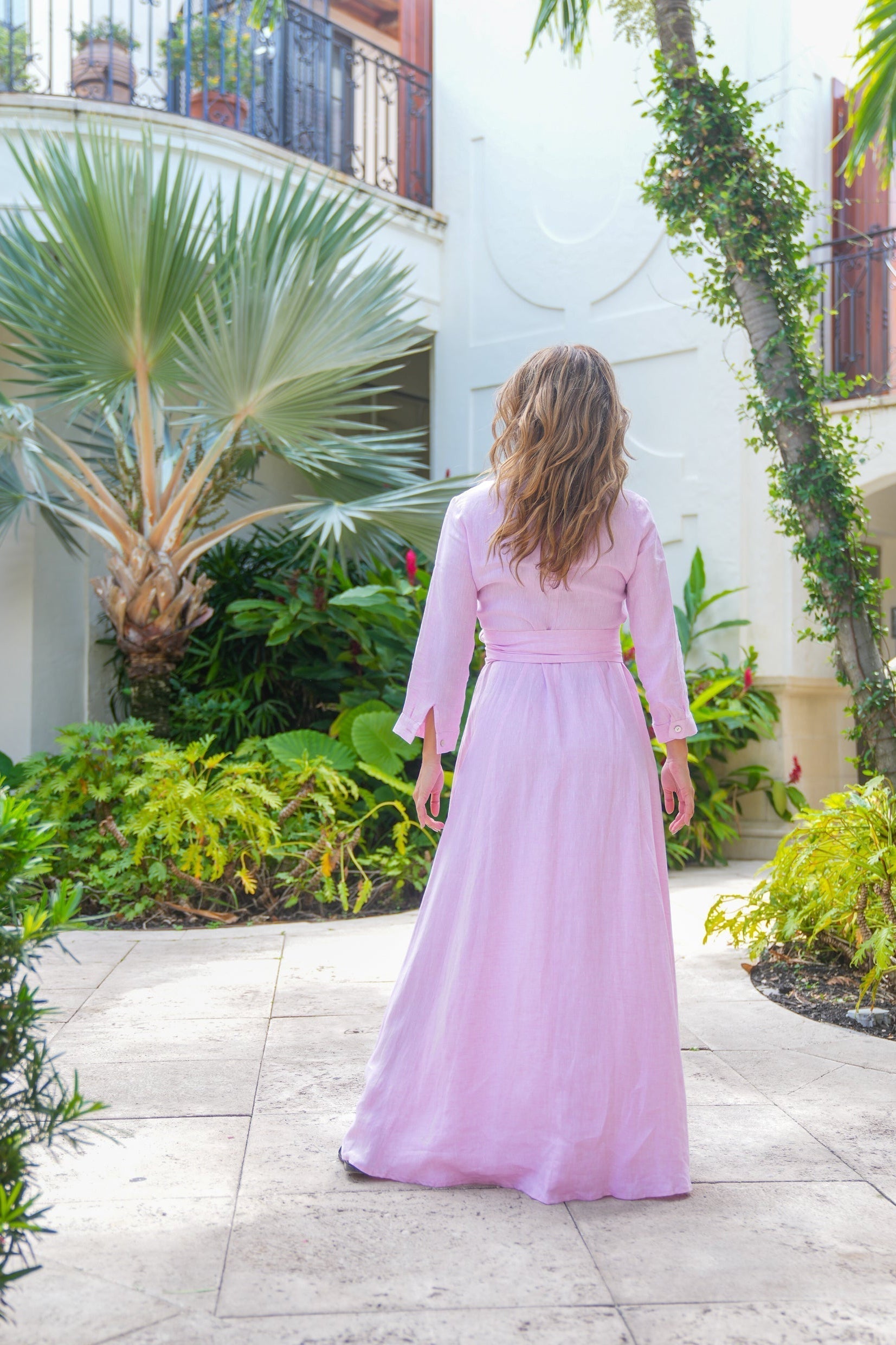 Shirt Dress Long Linen Solid