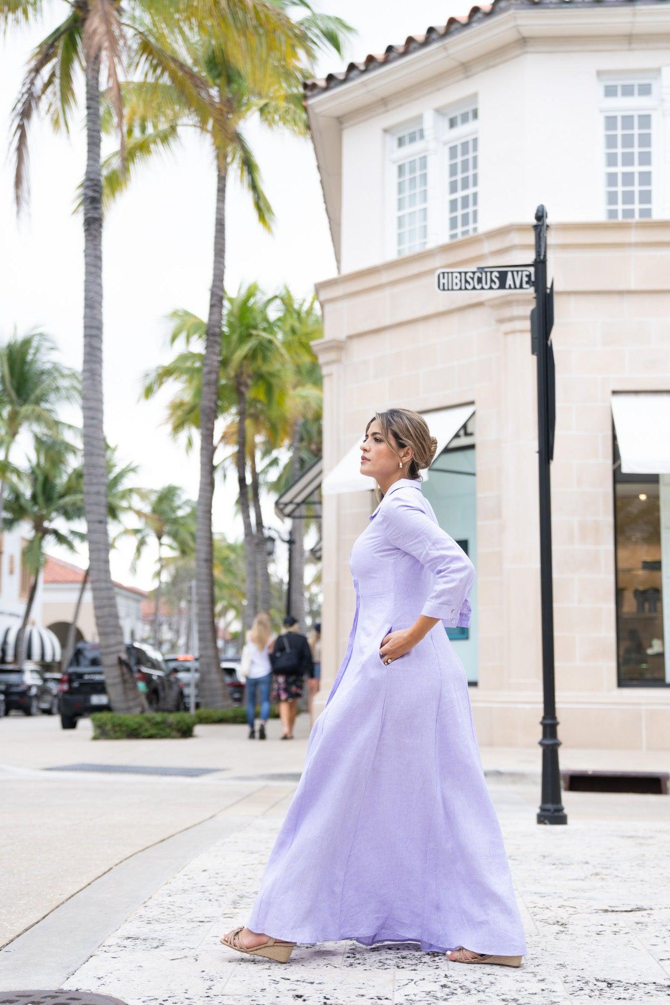 Shirt Dress Long Linen Solid
