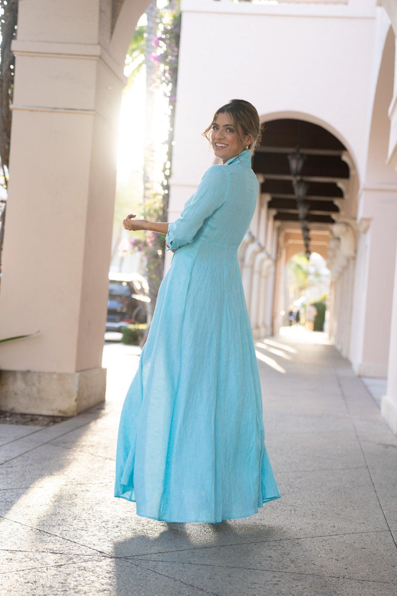 Shirt Dress Long Linen Solid