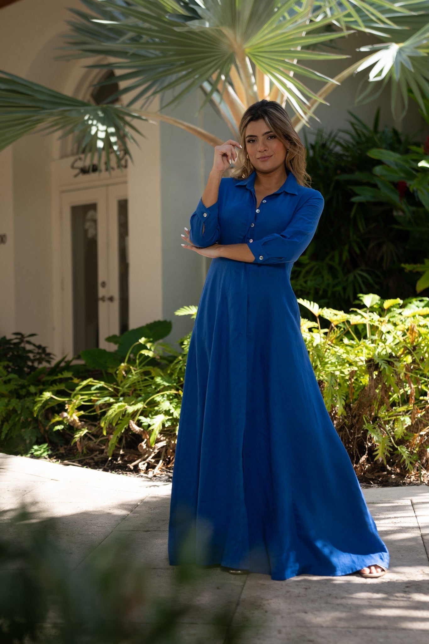 Shirt Dress Long Linen Solid