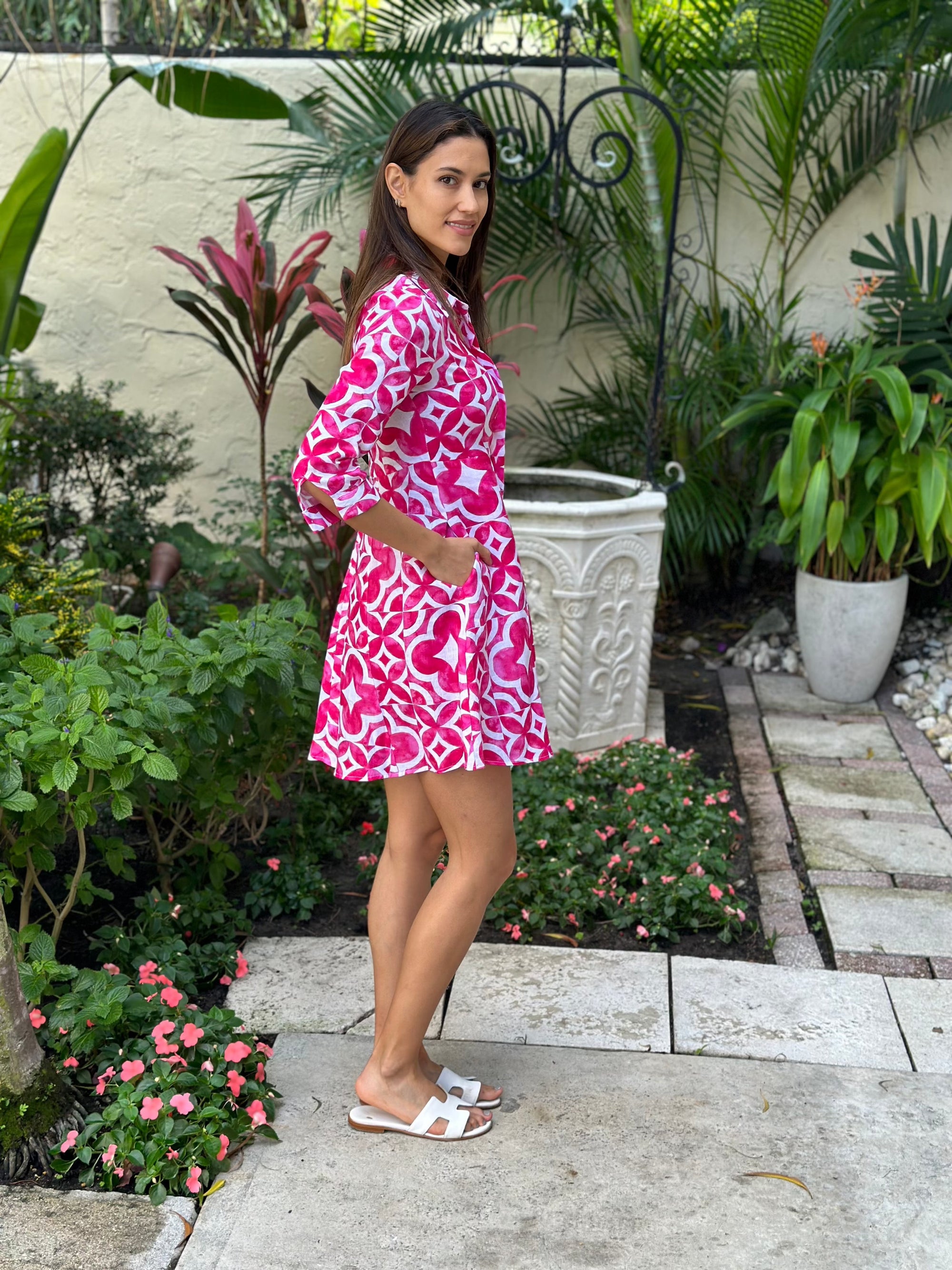 Shirt Dress Mini Linen Finta