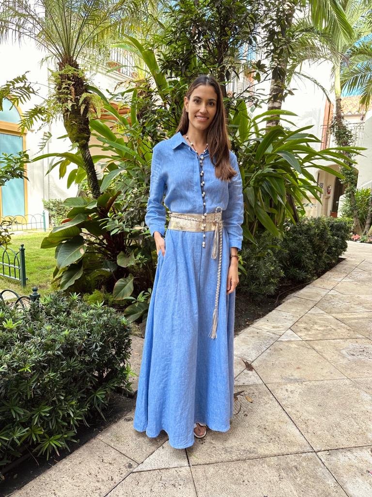 Shirt Dress Long Linen Solid