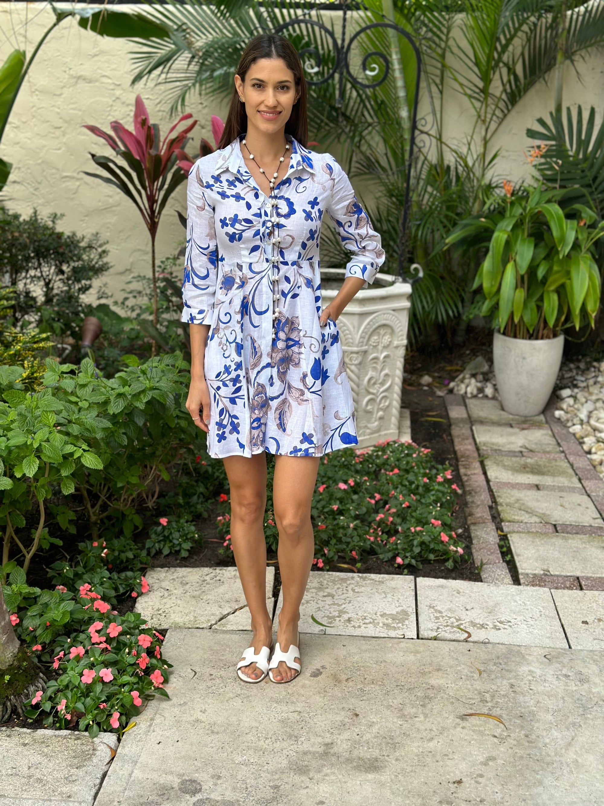Shirt Dress Mini Linen Finta