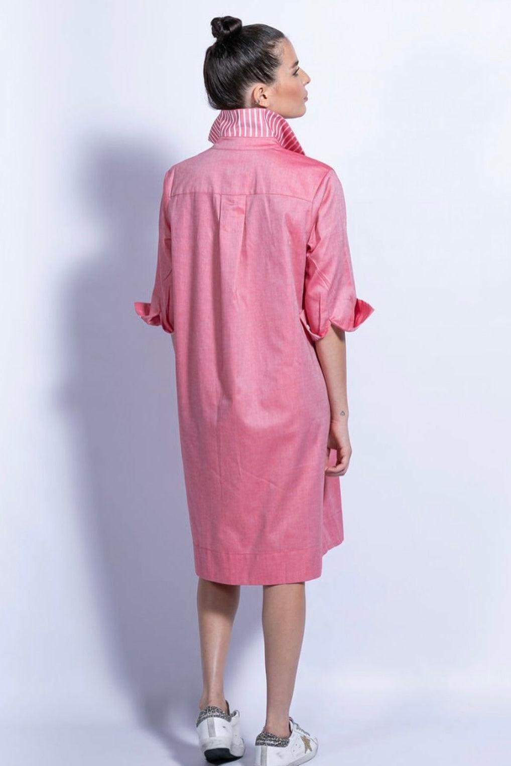 Perlavera Striped Cotton Short Dress