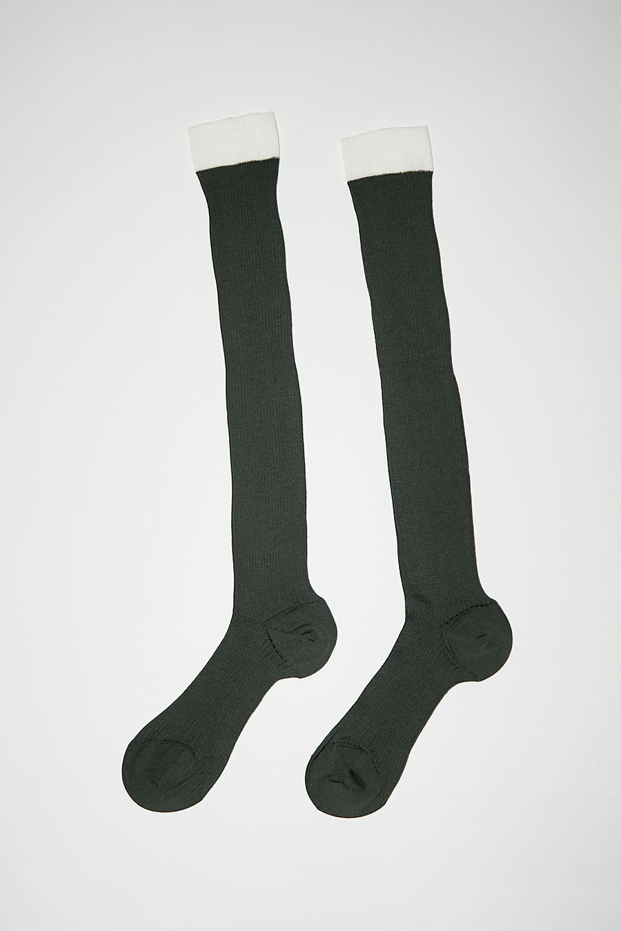 Maria La Rosa Knee High Banded Wool Socks in Olive