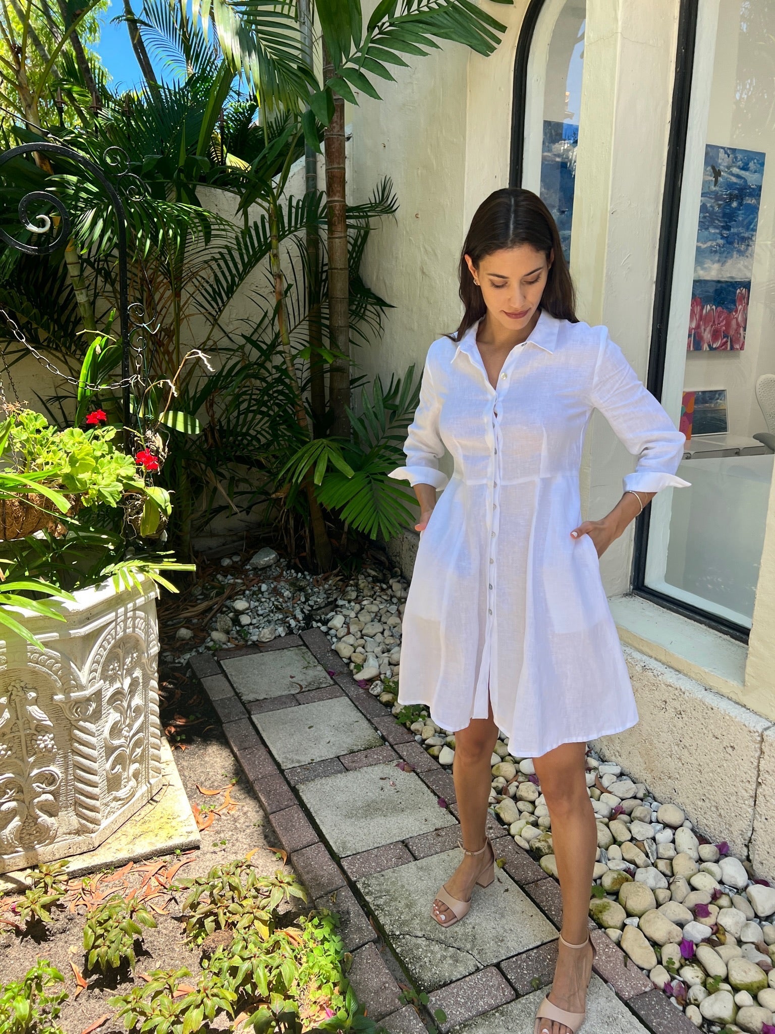Shirt Dress Mini Linen Finta