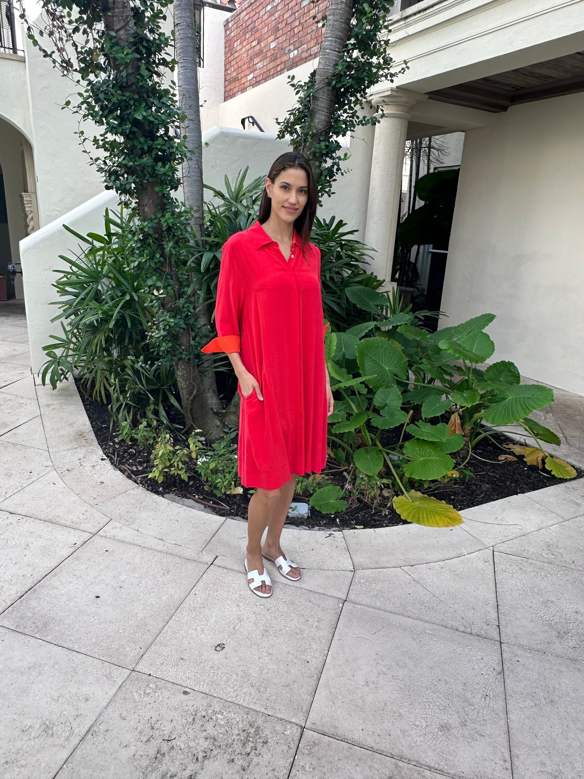 Perlavera Silk Crepe Shirt Dress