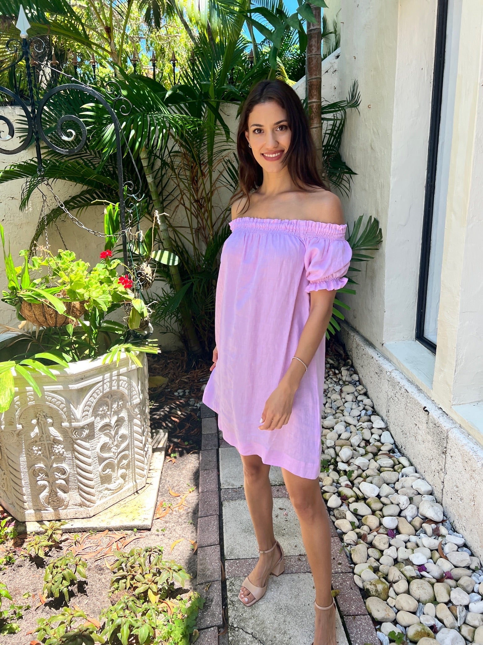 Susanna off the Shoulder Linen Dress