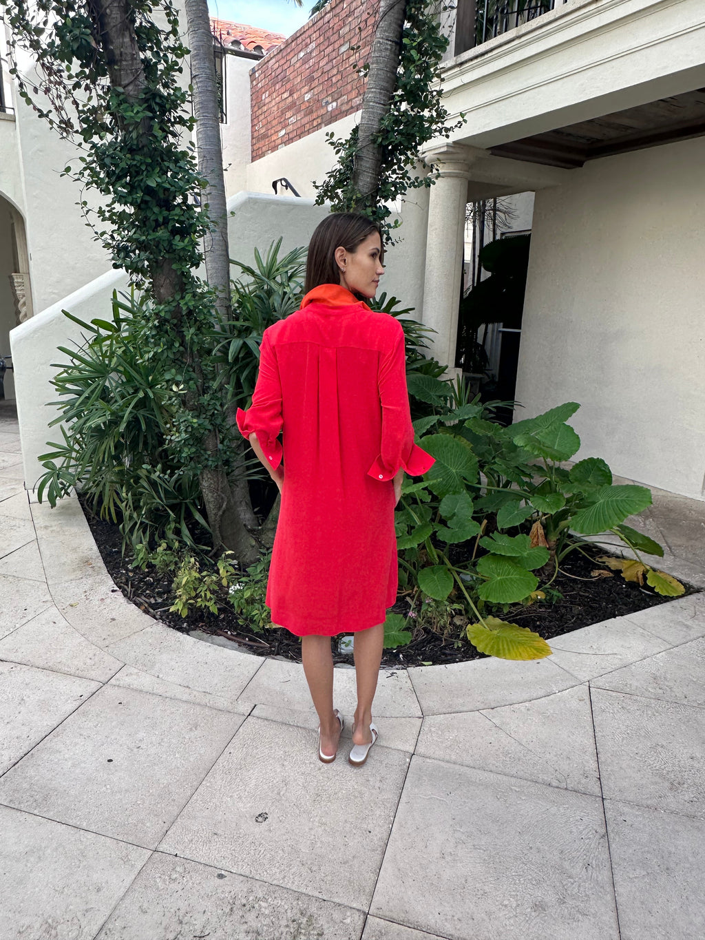 Perlavera Silk Crepe Shirt Dress