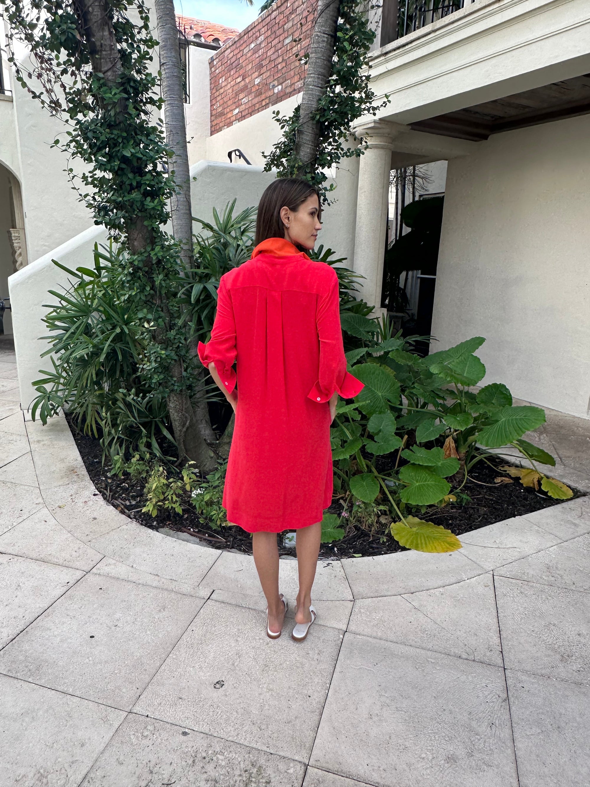 Perlavera Silk Crepe Shirt Dress