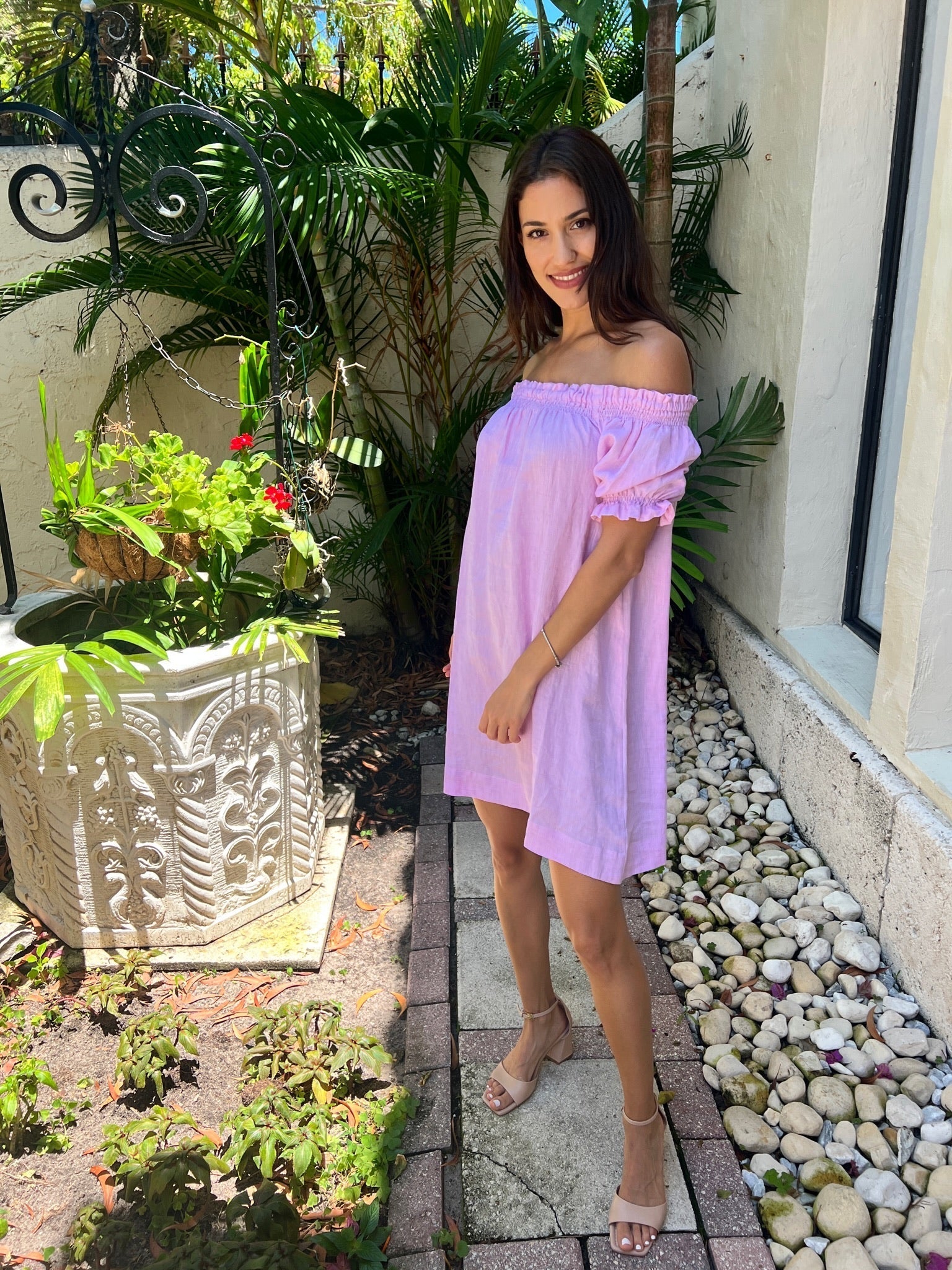Susanna off the Shoulder Linen Dress