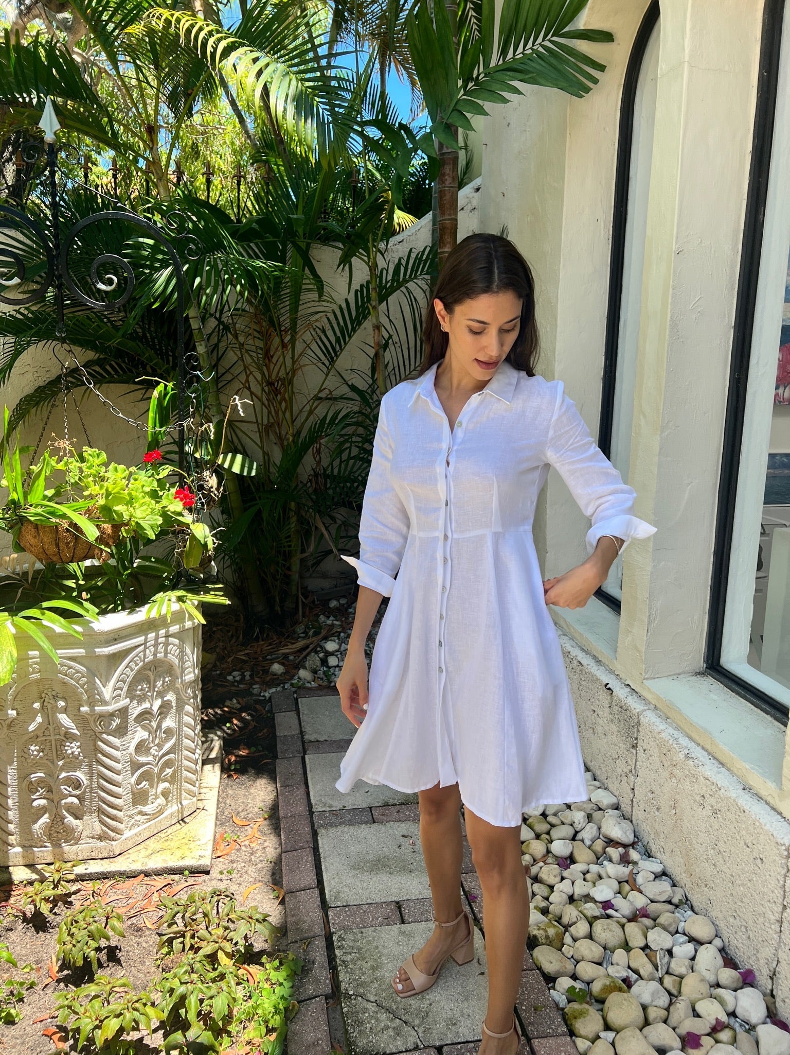 Shirt Dress Mini Linen Finta
