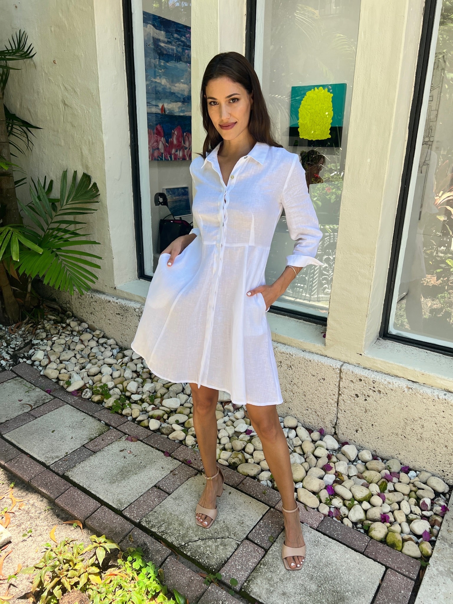 Shirt Dress Mini Linen Finta