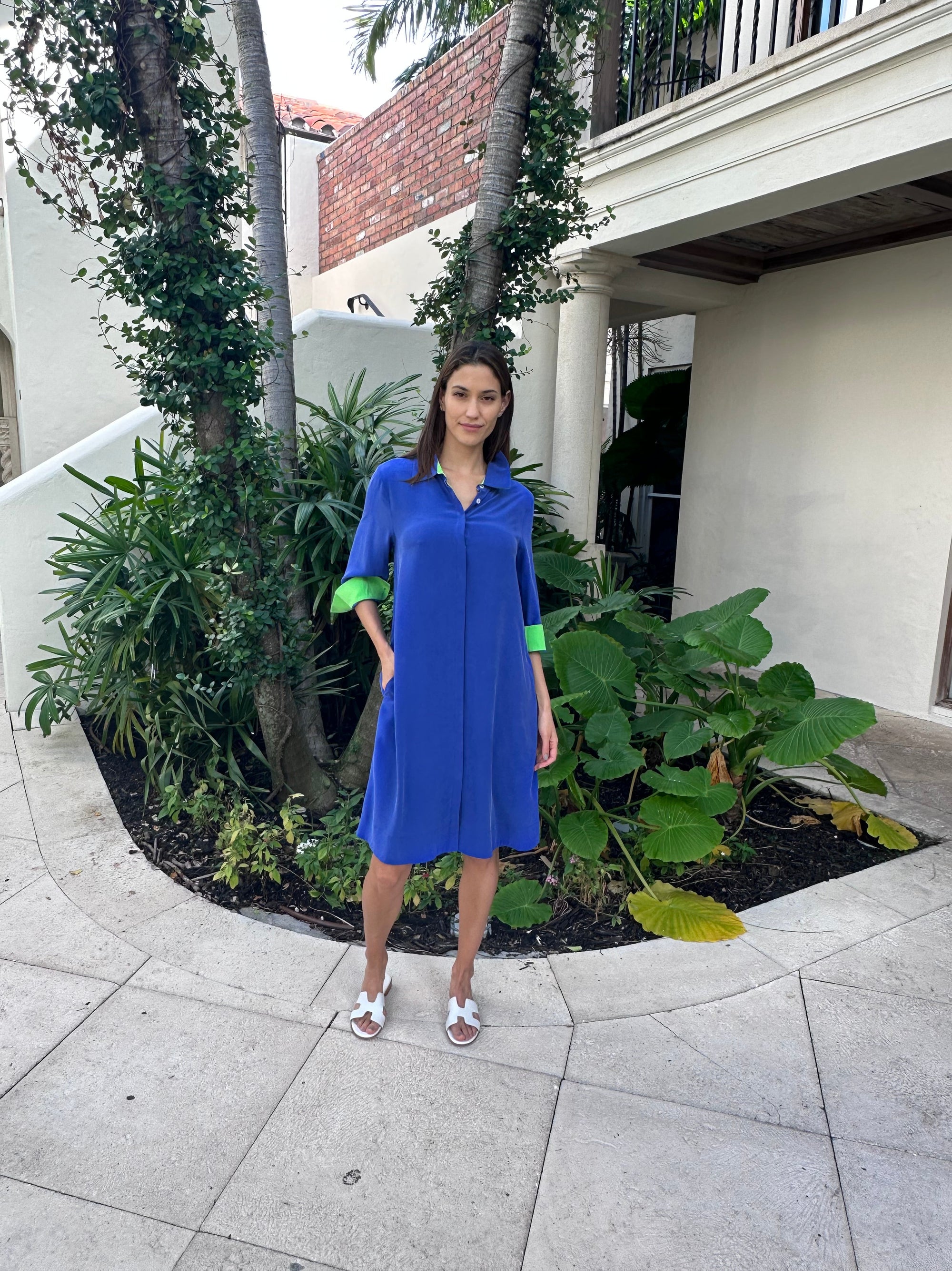 Perlavera Silk Crepe Shirt Dress