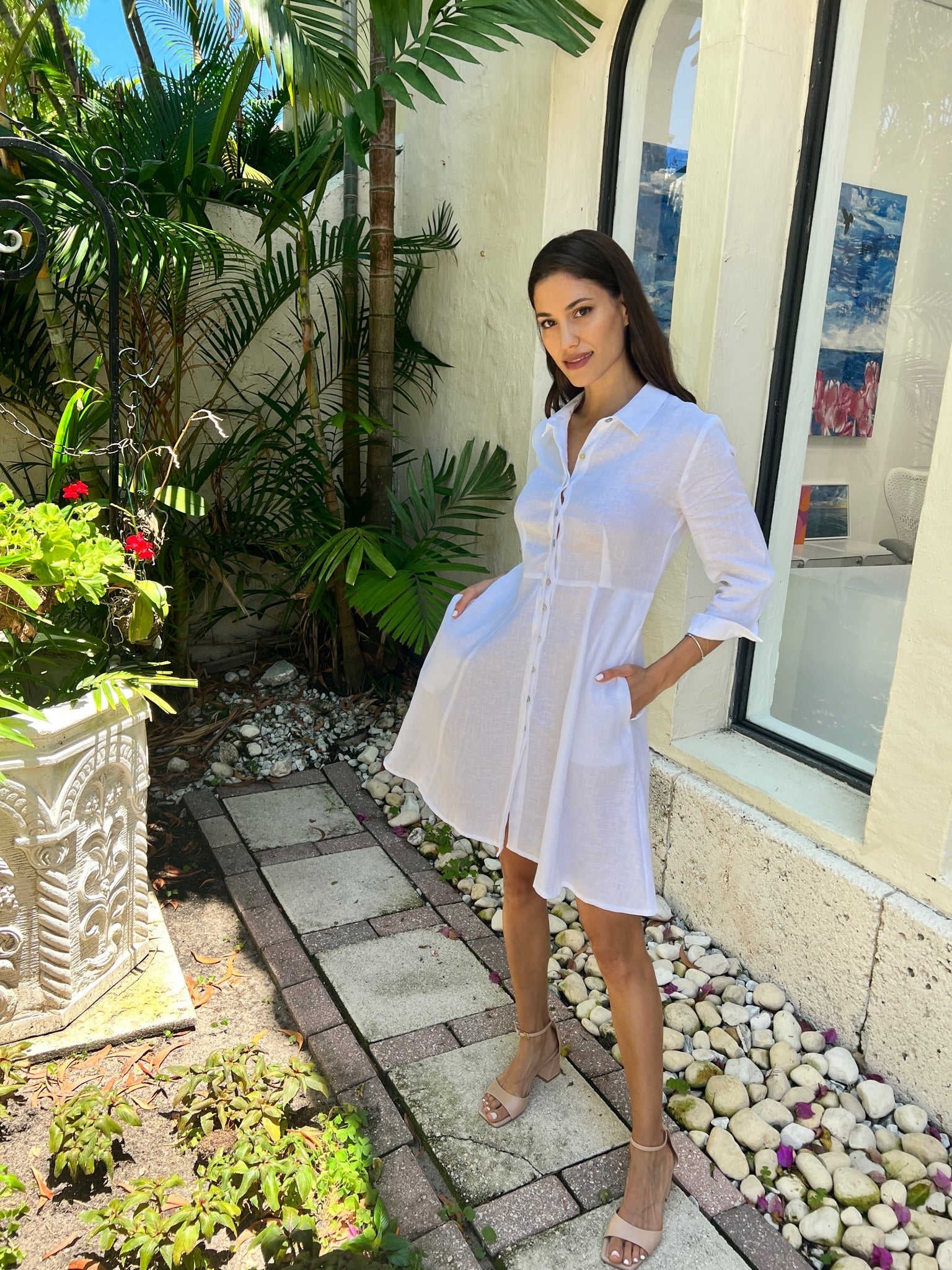 Shirt Dress Mini Linen Finta
