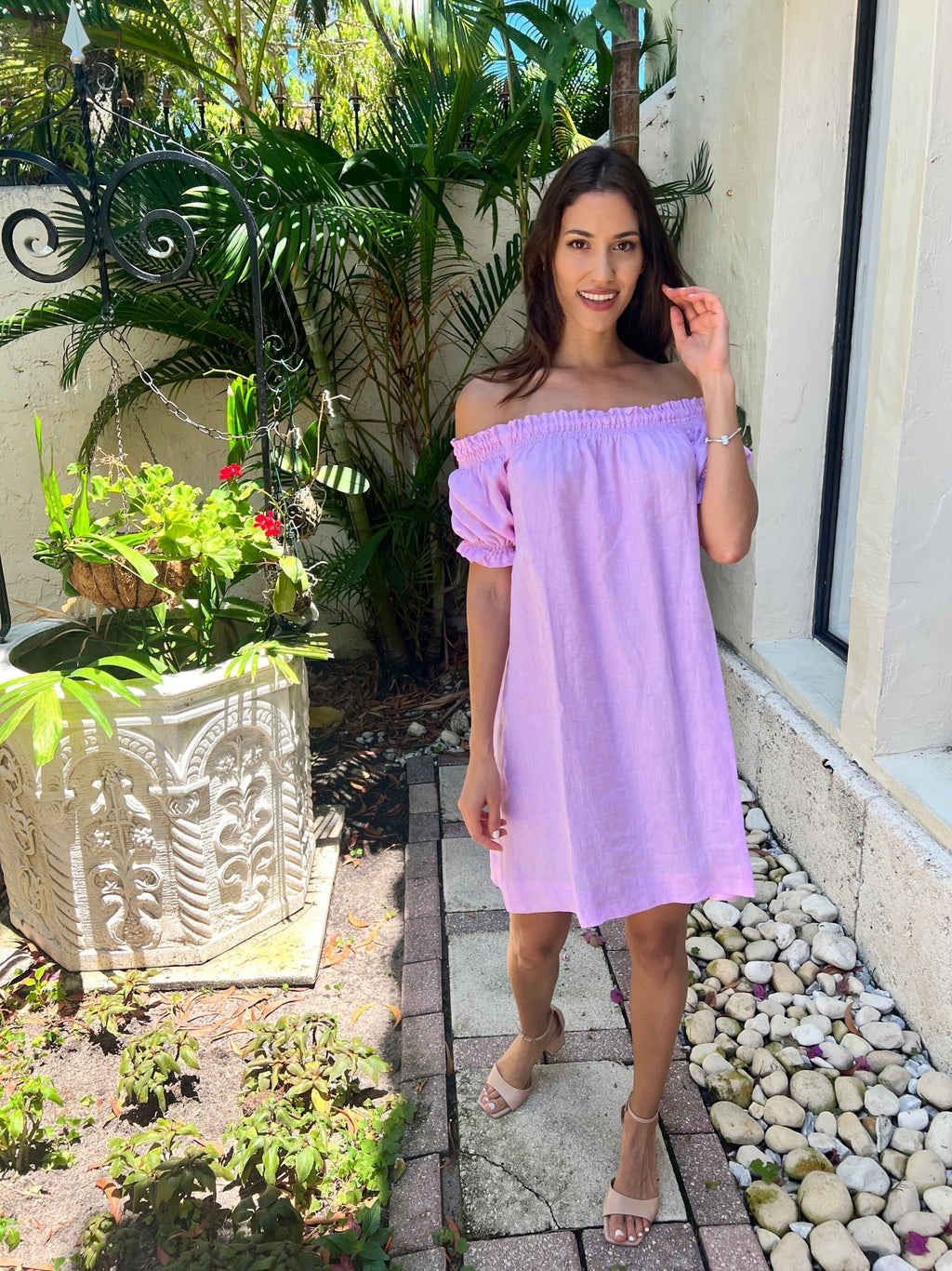 Susanna off the Shoulder Linen Dress