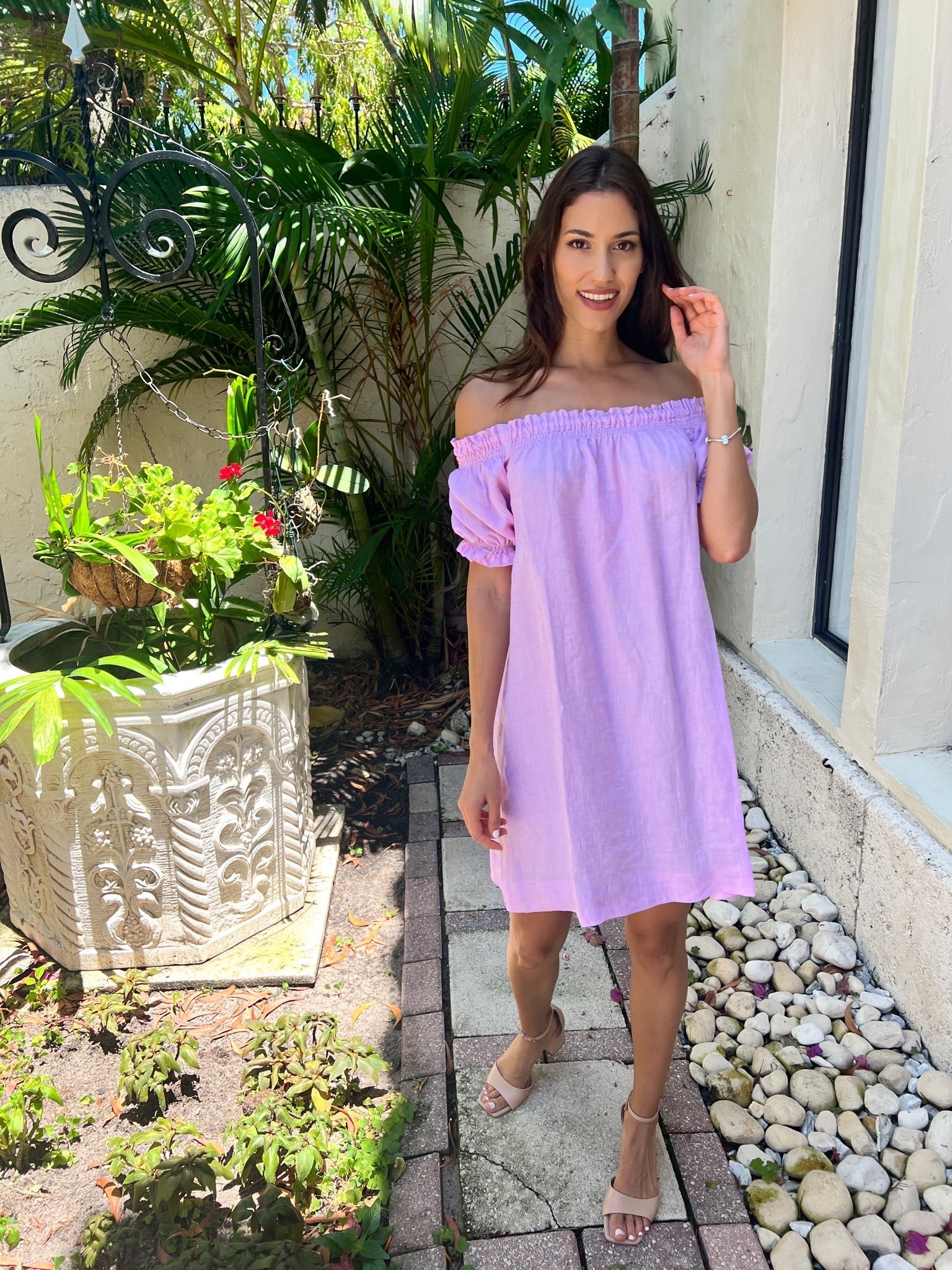 Susanna off the Shoulder Linen Dress