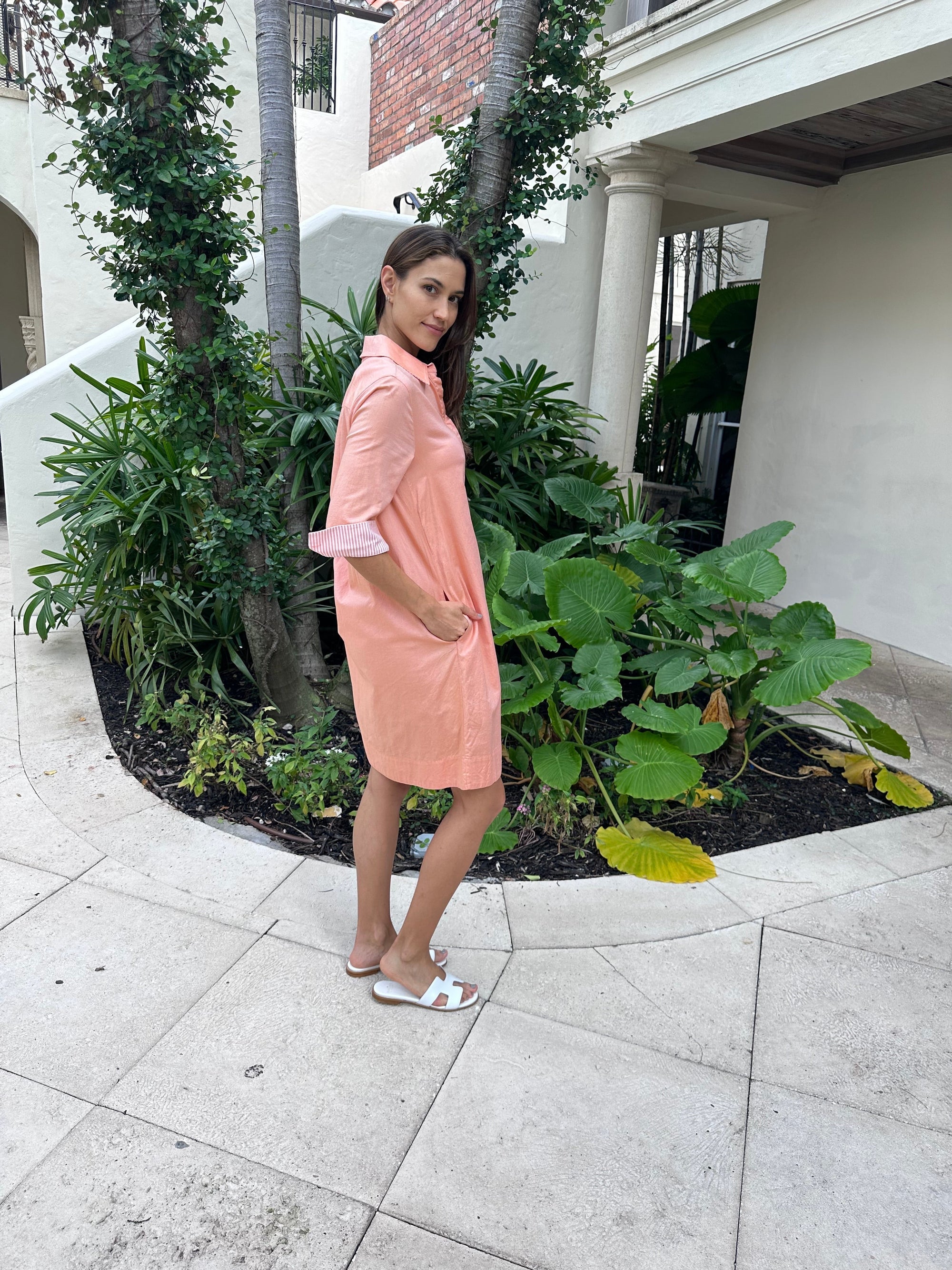 Perlavera Striped Cotton Short Dress