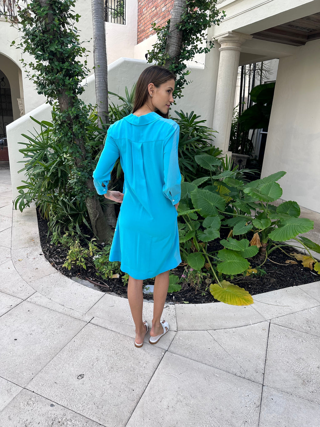 Perlavera Silk Crepe Shirt Dress