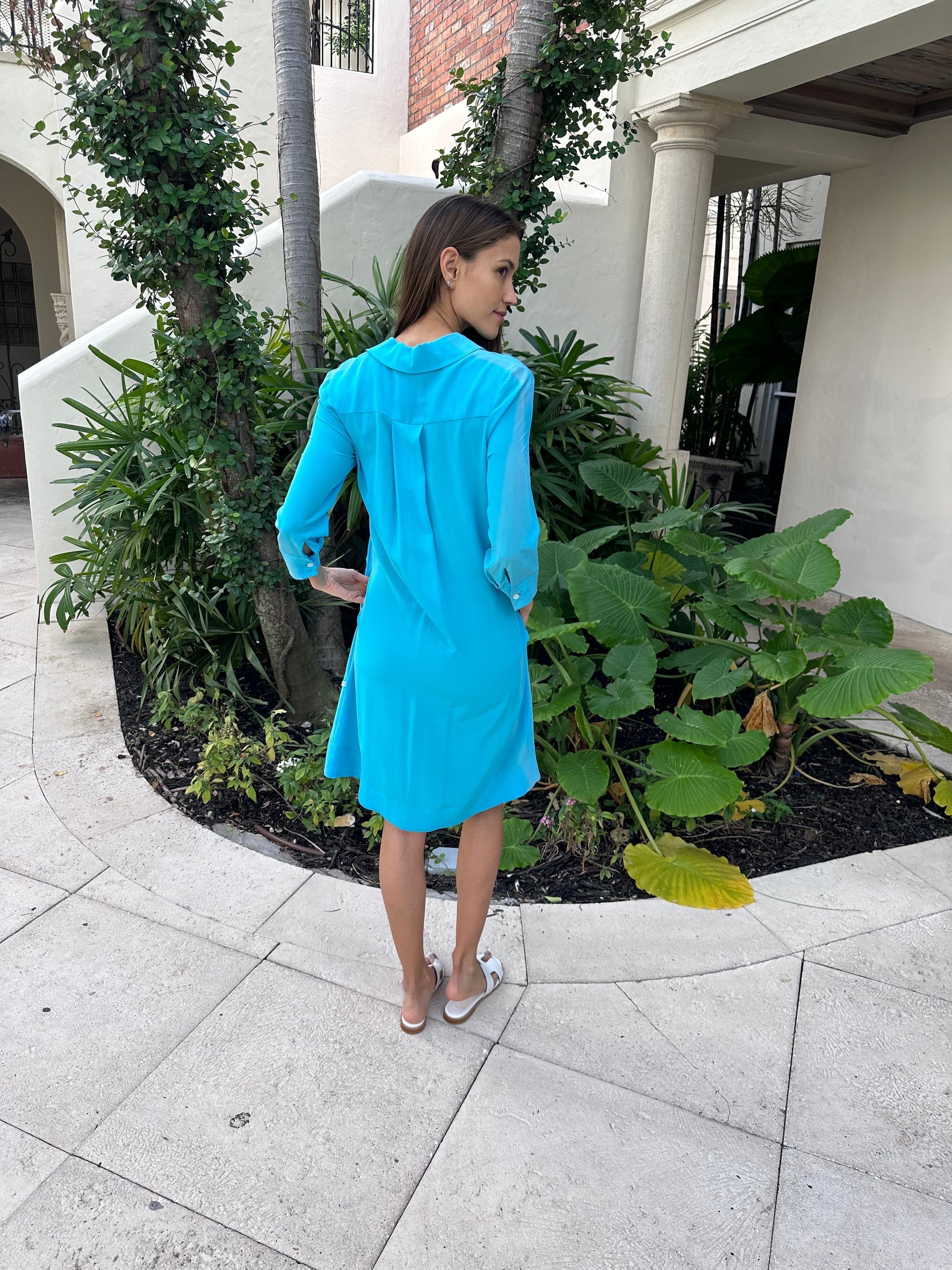 Perlavera Silk Crepe Shirt Dress