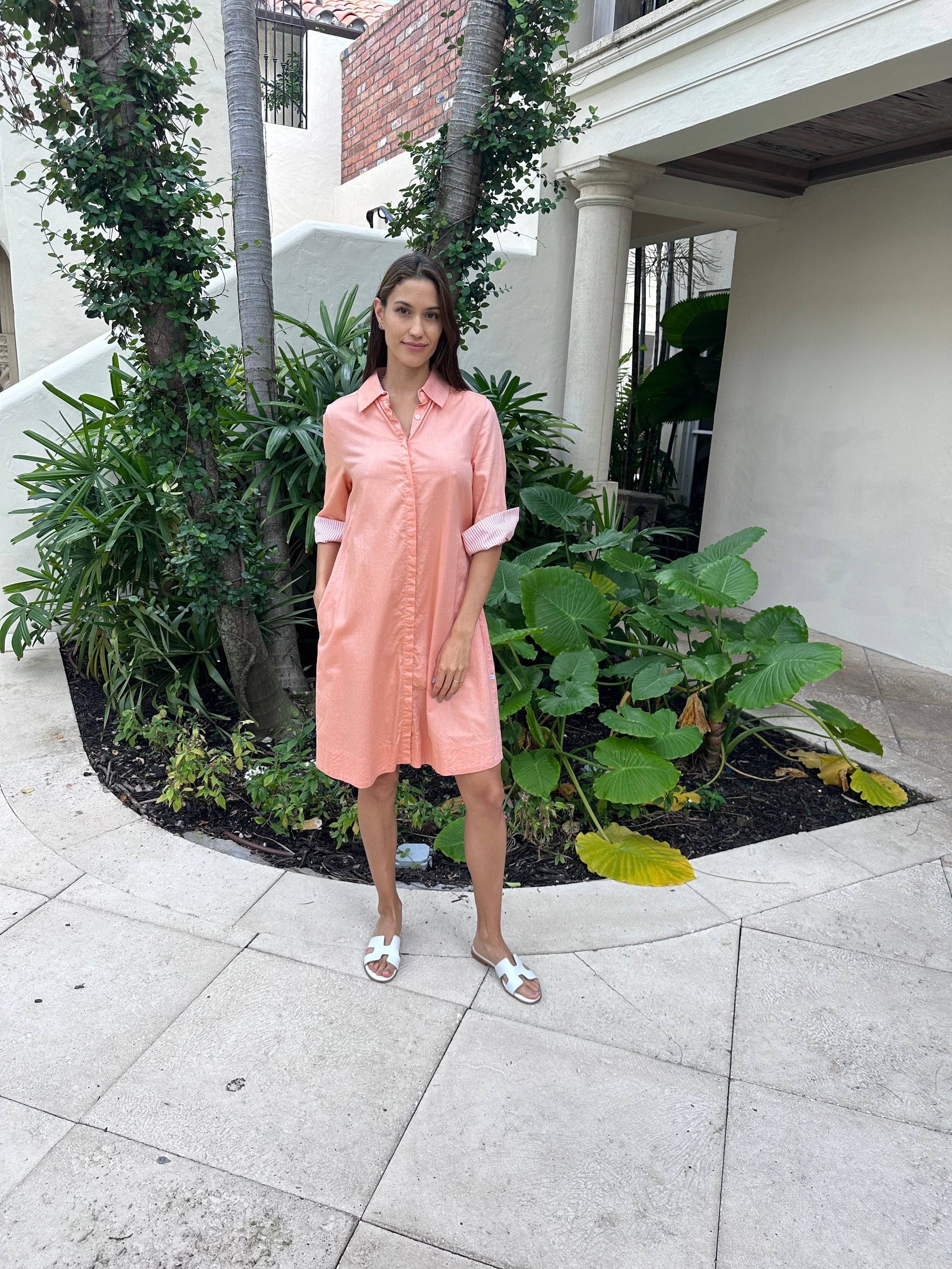 Perlavera Striped Cotton Short Dress