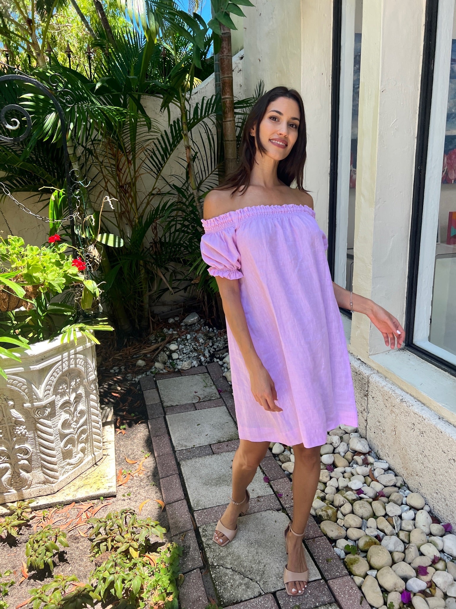 Susanna off the Shoulder Linen Dress