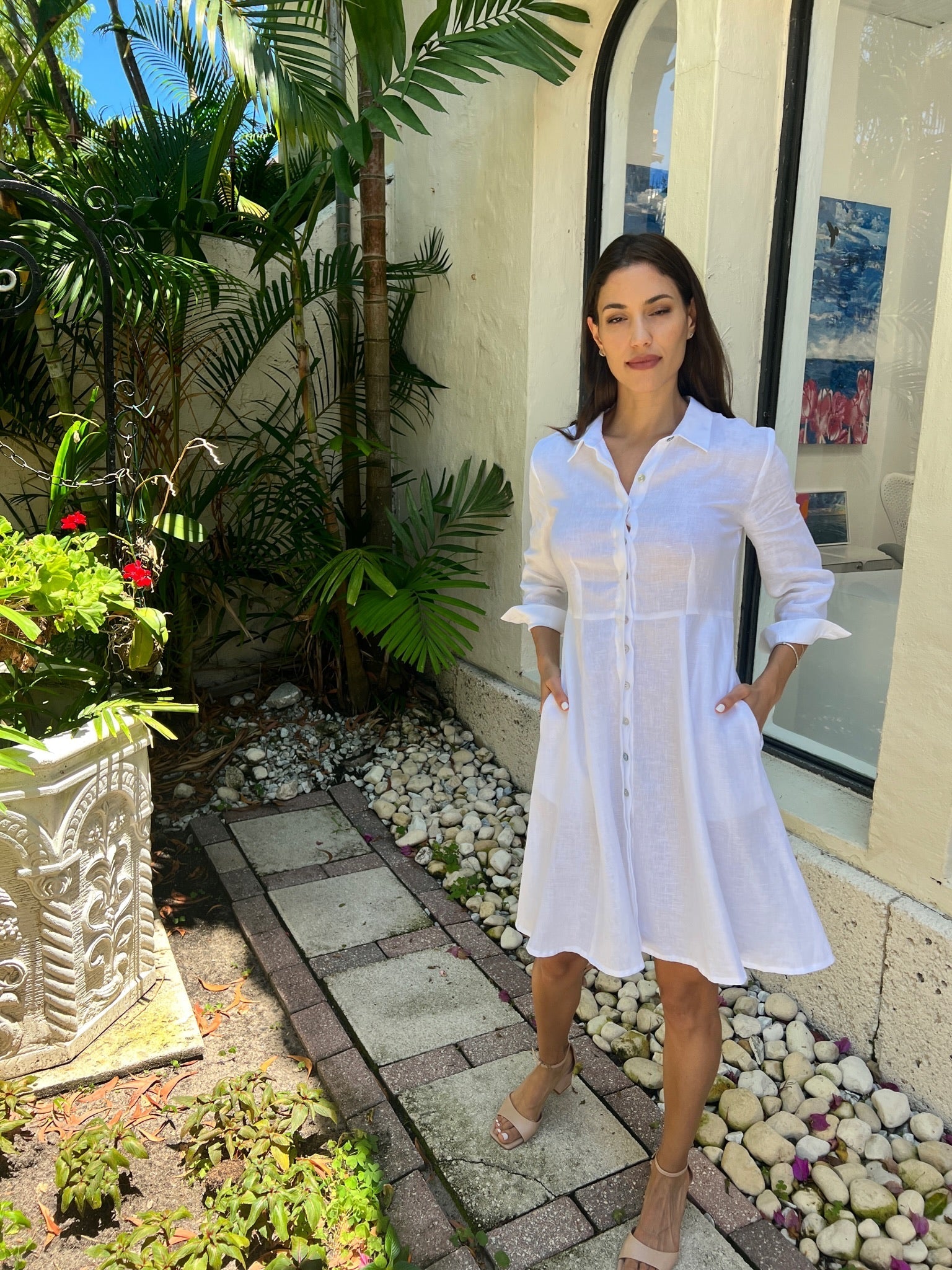 Shirt Dress Mini Linen Finta